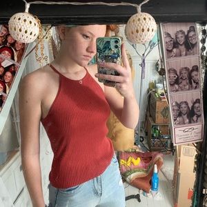 Rubbed red tank top